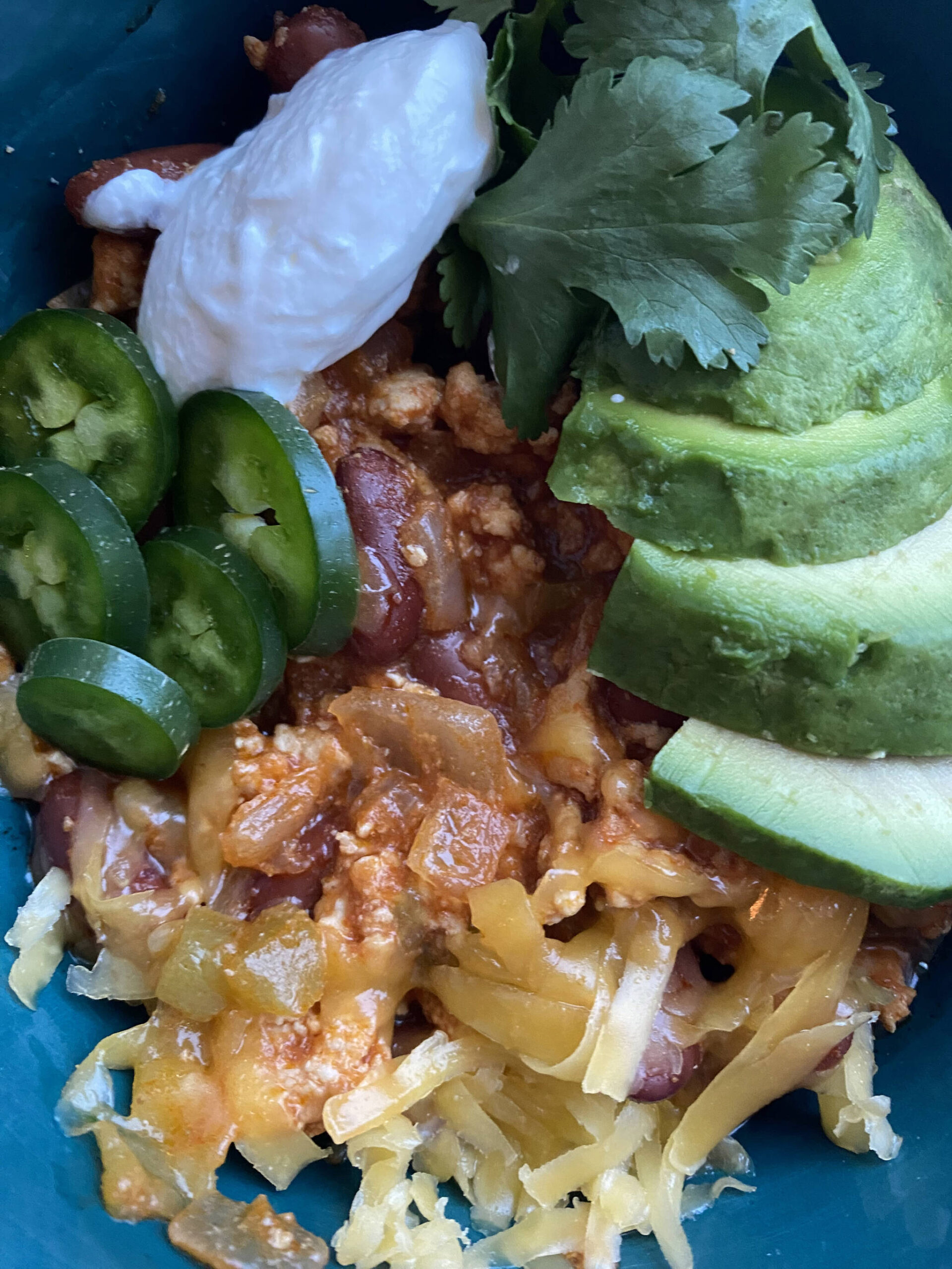 This chili uses ground turkey, light and dark red kidney beans, and plenty of cumin and ground chili. (Photo by Tressa Dale/Peninsula Clarion)
