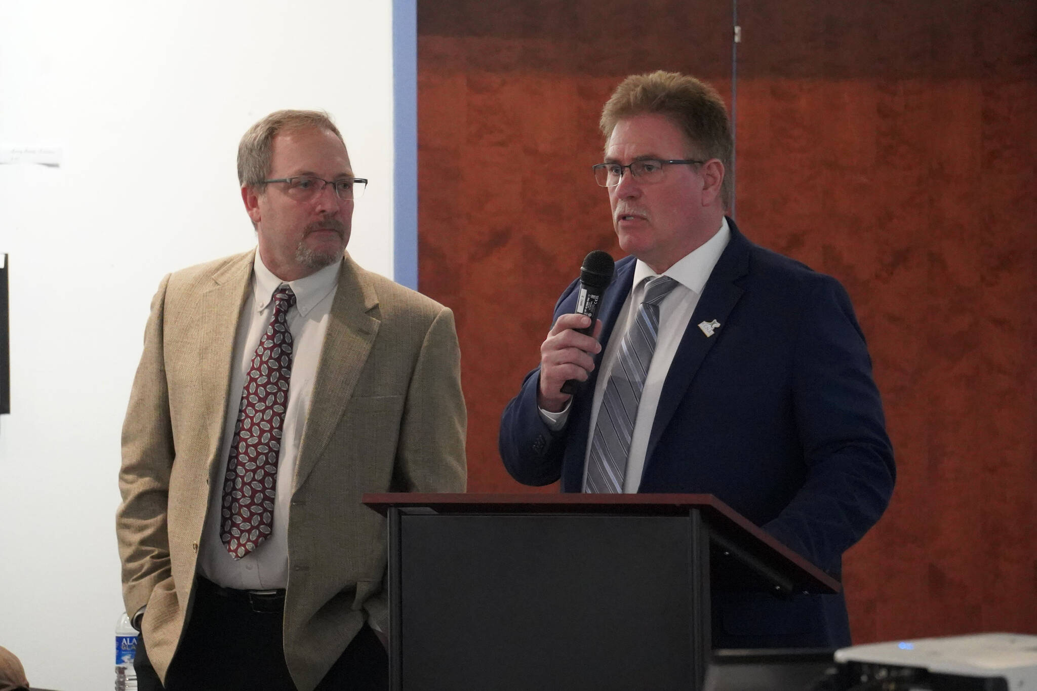 Kenai Mayor Brian Gabriel speaks during Kenai’s State of the City presentation at the Kenai Chamber of Commerce and Visitor Center in Kenai, Alaska, on Wednesday, April 2, 2025. (Jake Dye/Peninsula Clarion)