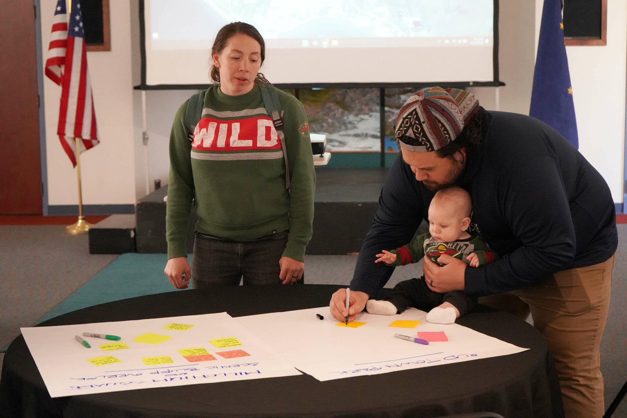 Kenai City Council Member Sovala Kisena shares thoughts on Kenai’s parks and recreation facilities and programs during the kickoff for a development of a parks and recreation master plan in Kenai, Alaska, on Tuesday, April 29, 2025. (Jake Dye/Peninsula Clarion)