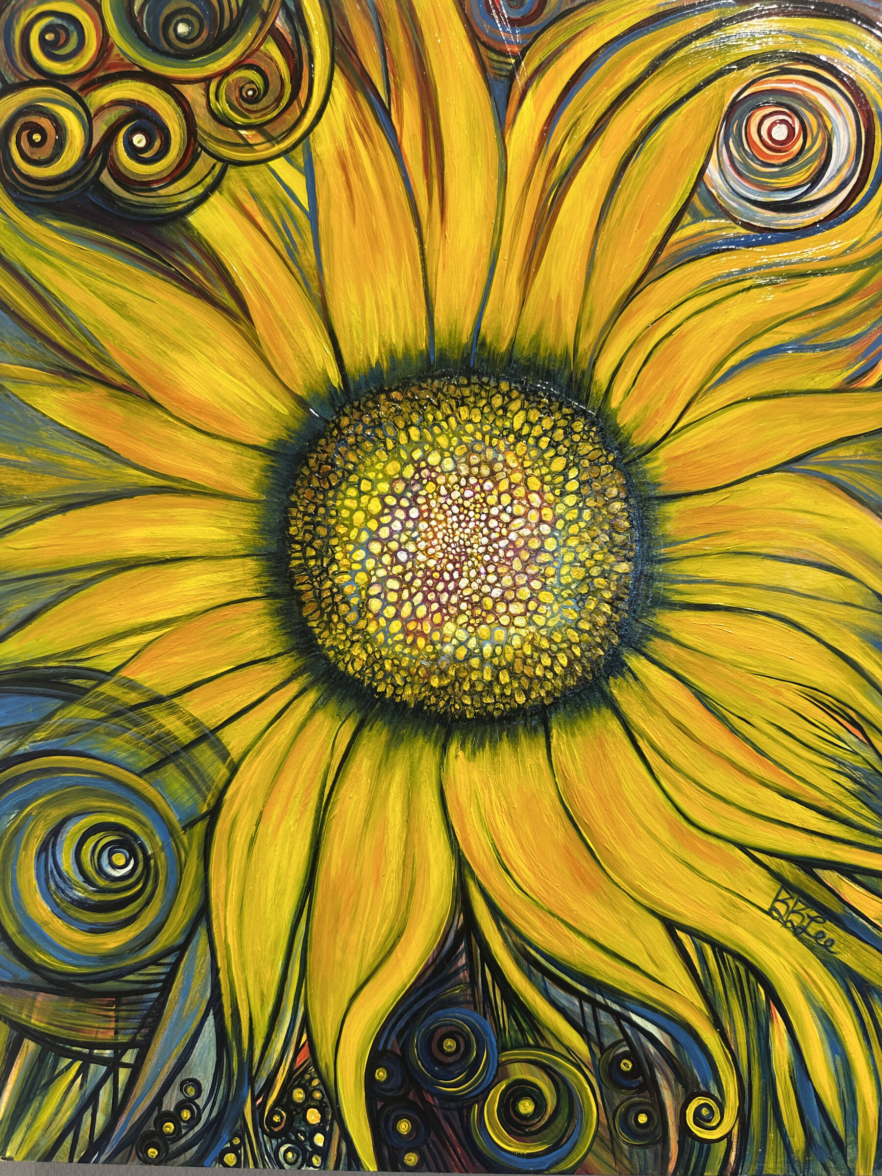 “Unfurl Your Gifts” is an oil painting by Brianna Lee on display through May in her exhibit, “The Inner Garden,” at Bunnell Street Arts Center in Homer, Alaska. Photo by Christina Whiting