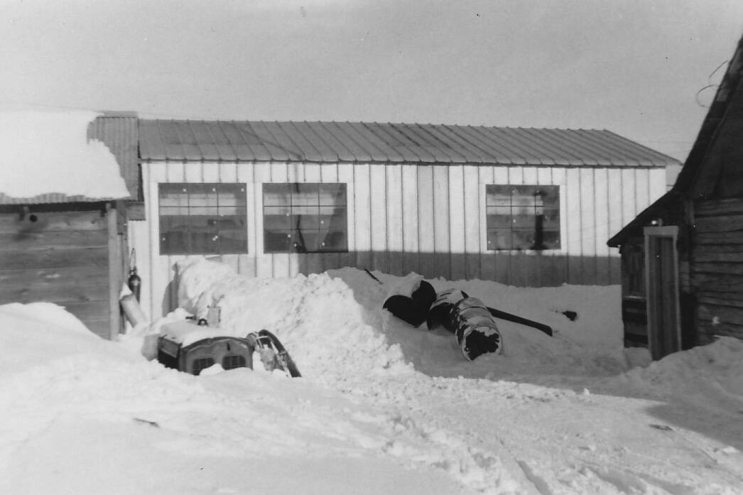 This is the Kenai Power complex. The long side of the plant faces the Frank Rowley home, seen here at the right side of the photograph. (Photo courtesy of the Rowley Family)