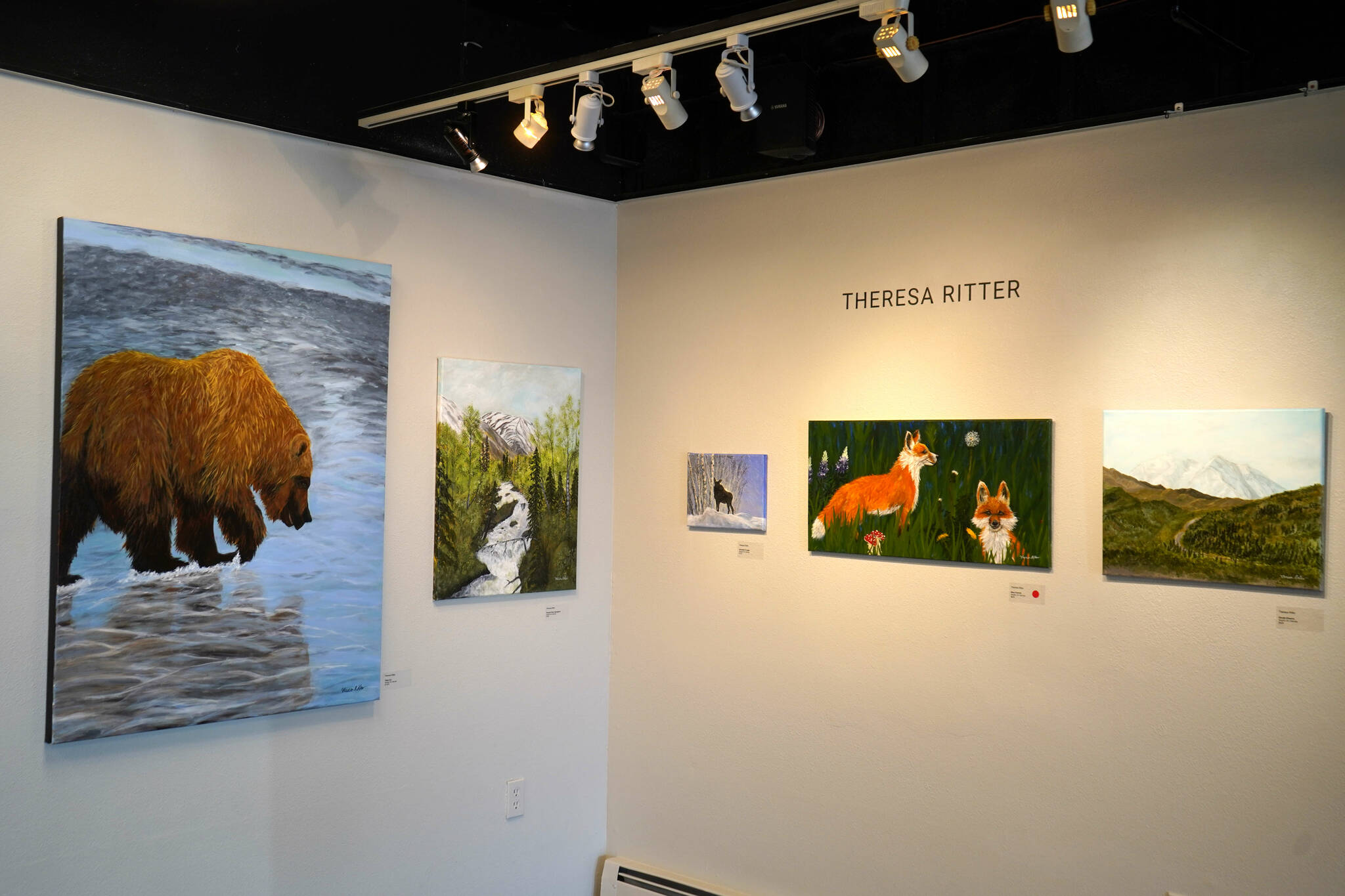 Art by Theresa Ritter is showcased in “Wonder and Wander” at the Kenai Art Center in Kenai, Alaska, on Wednesday, June 11, 2025. (Jake Dye/Peninsula Clarion)