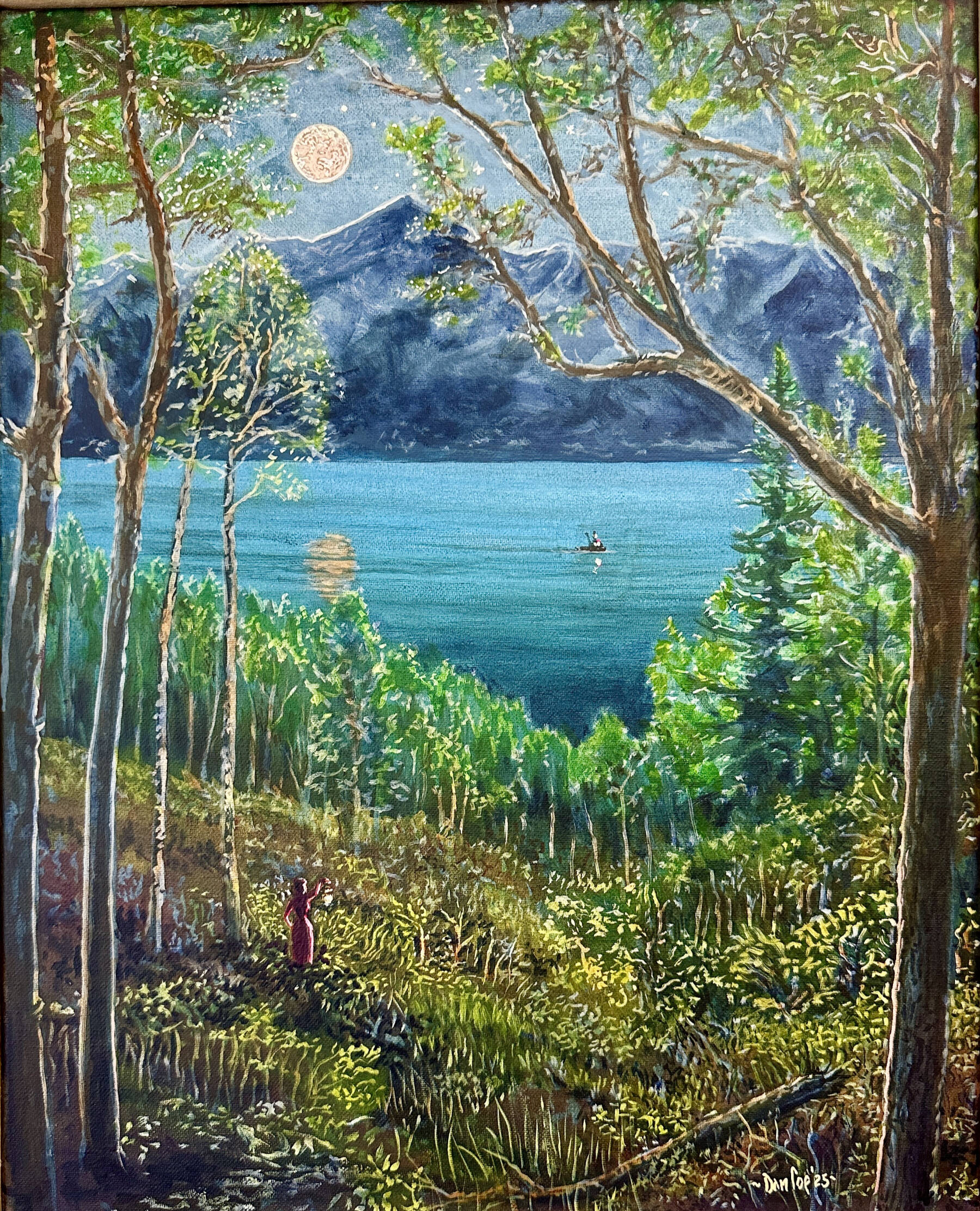 ”Thread of Light” is an acrylic painting done this year by Dan Coe on display through June at the Art Shop Gallery in Homer, Alaska. Photo by Christina Whiting