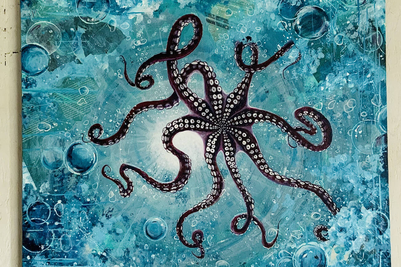 "Octopus" is an acrylic painting by new co-op member Heather Mann on display at Ptarmigan Arts in Homer, Alaska. Photo provided by Ptarmigan Arts
