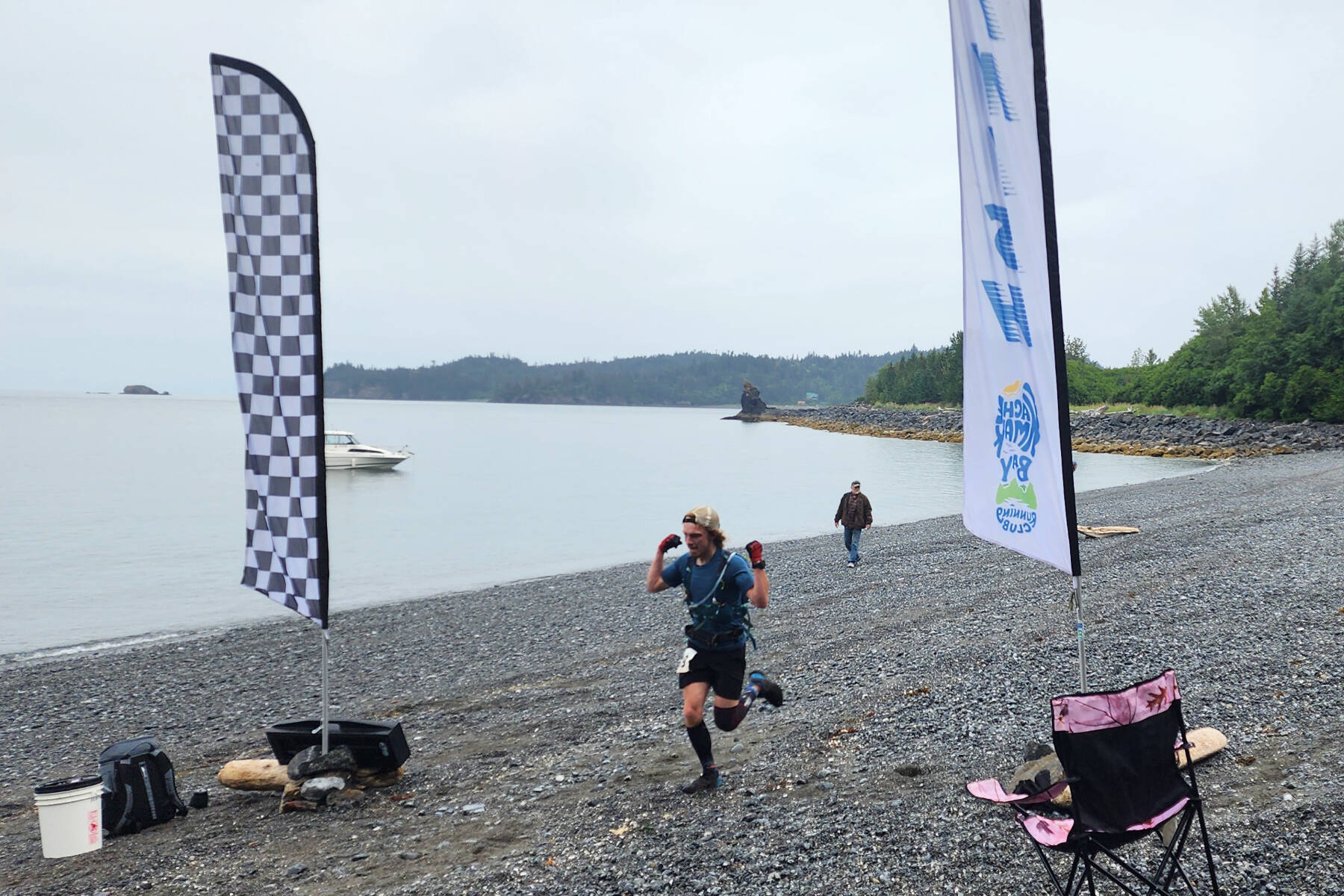 Jacob Davis runs to his first place win on Saturday, August 2 with a final time of 1:43:43. (Photo courtesy of Silas Firth)