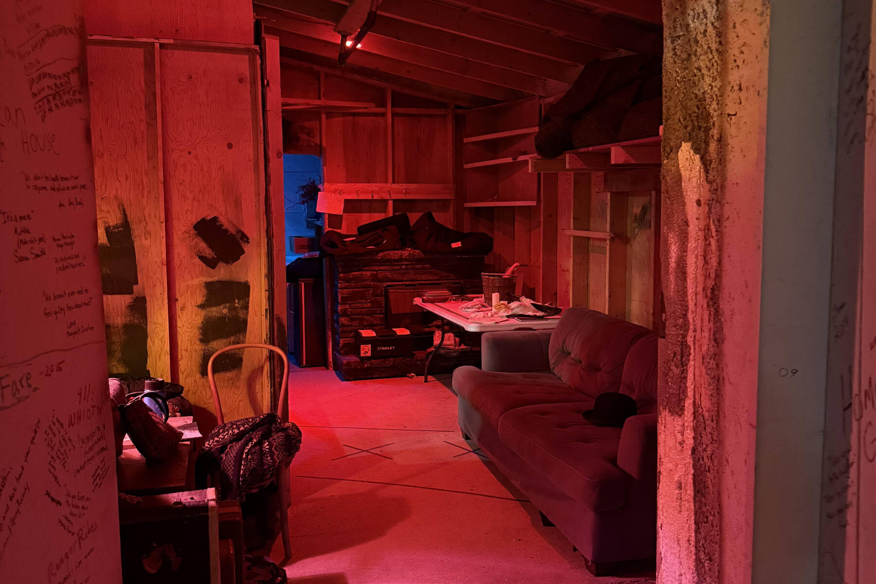 A photo from July, 2025 of the backstage at Pier One Theatre. (Chloe Pleznac/Homer News)