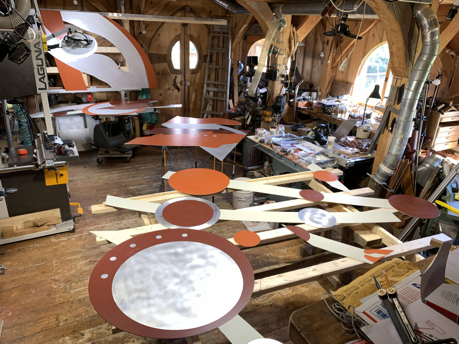 “Four Worlds” is a 48-foot long brushed and painted aluminum exterior wall piece created by Jeff Dean and on display at the Dean Gallery in Homer, Alaska. Photo provided by Jeff Dean