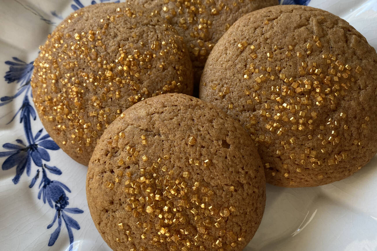 These spiced molasses cookies with golden sprinkles are pillowy and fragrant. Photo by Tressa Dale/Peninsula Clarion