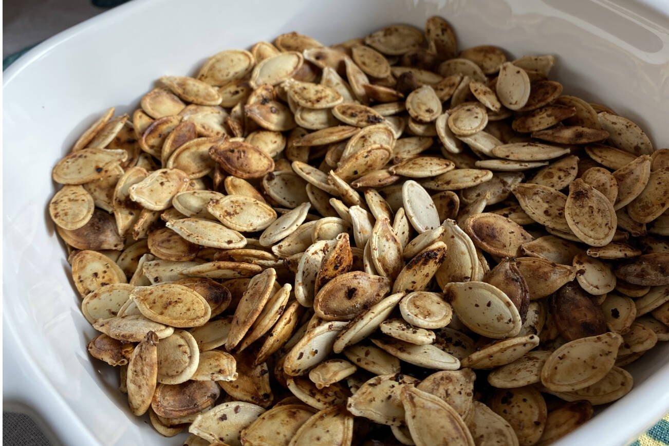 Roasted pumpkin seeds are packed with healthy fats and antioxidants and are a perfect snack for fueling growing brains and bodies. Photo by Tressa Dale/Peninsula Clarion