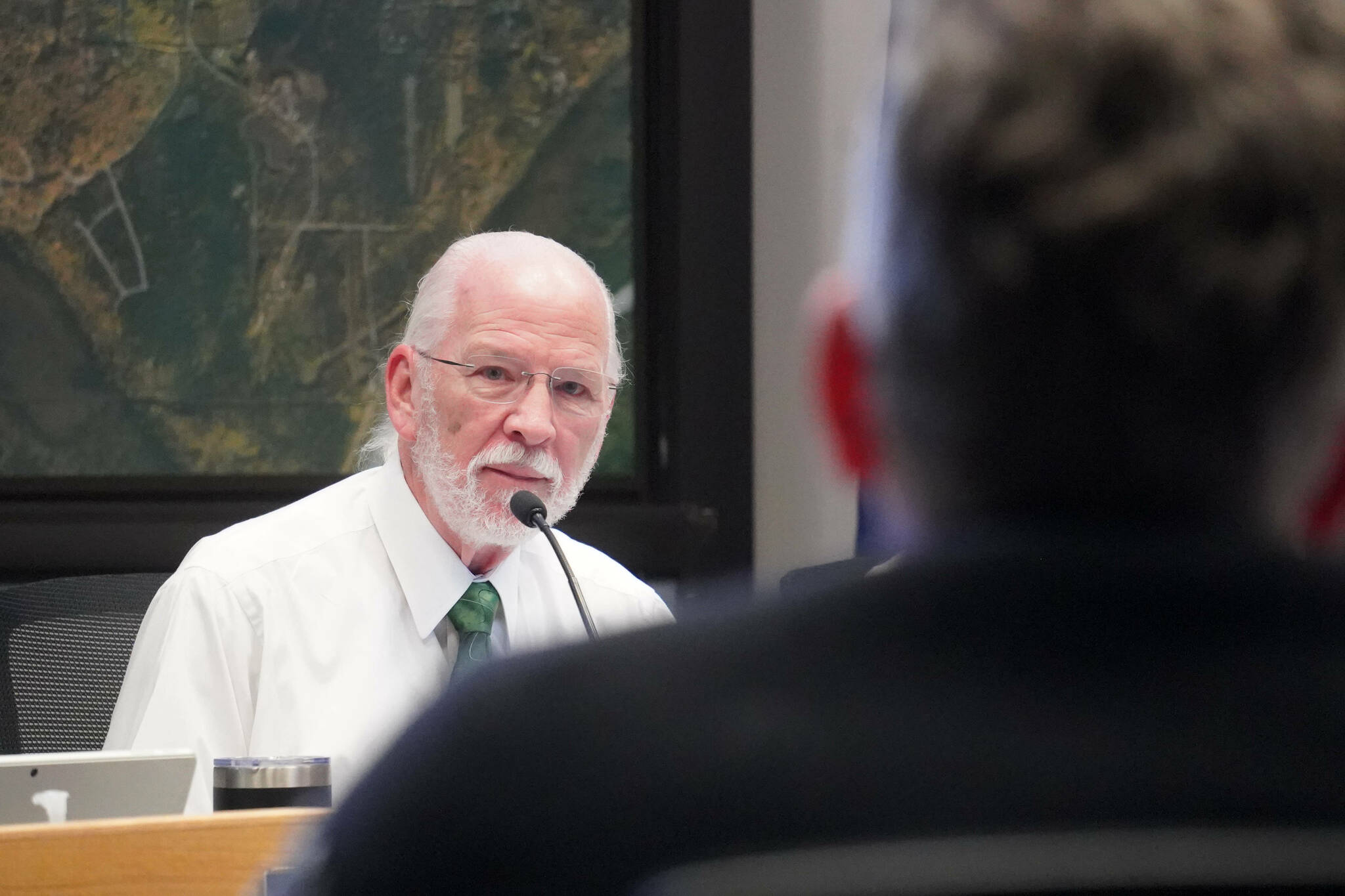 Jake Dye/Peninsula Clarion
Soldotna Mayor Paul Whitney speaks during a Soldotna City Council work session<ins> on the Soldotna Field House in Soldotna, Alaska,</ins> on Wednesday, April 9<ins>,</ins> <ins>2025</ins>.