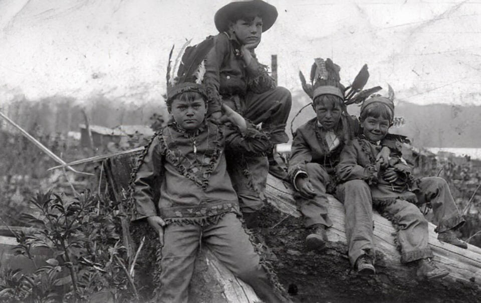 Emmett Krefting, second from right, takes a break from playing cowboys and Indians in Seward, circa 1908-10. Krefting would later write a memoir of his early life, including befriending King David Thurman. (Photo courtesy of the Hamaker Collection and used by permission of the Krefting Family)