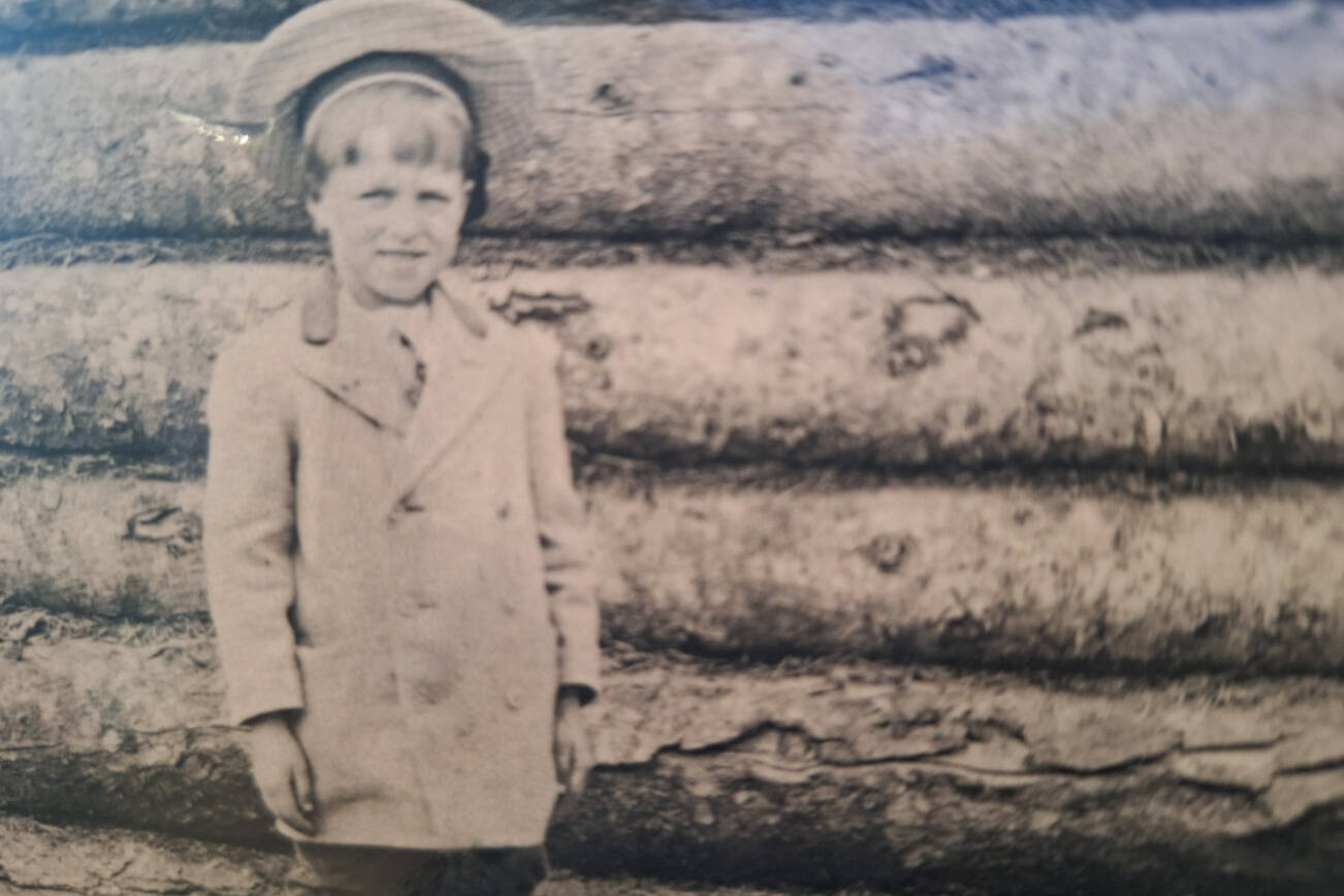 Emmett Krefting, age 6-7, at the Wible mining camping in 1907-07, about the time he first met King David Thurman. (Photo from the cover of Krefting’s memoir, Alaska’s Sourdough Kid)