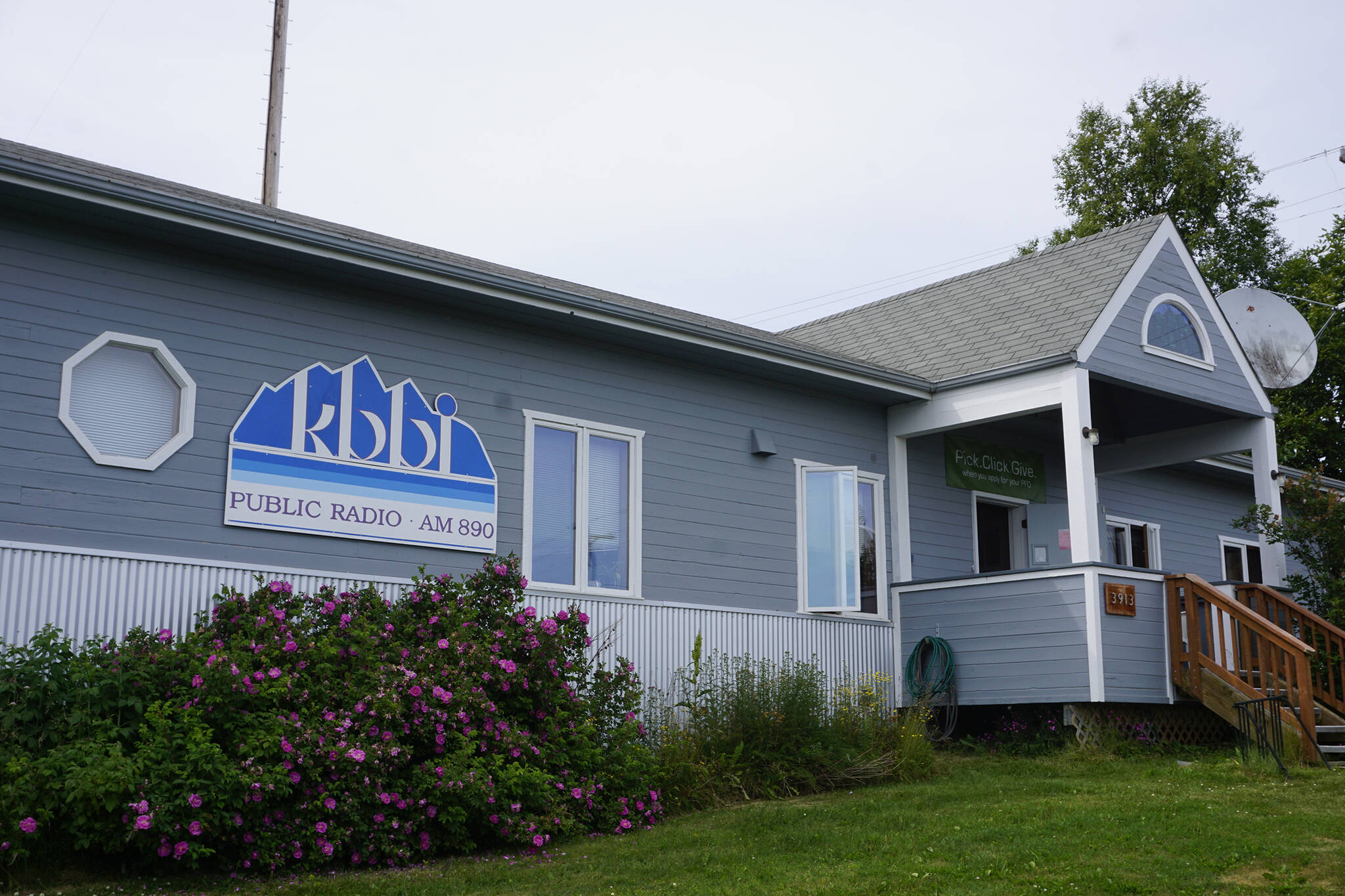 The KBBI Public Radio office and studio is on Kachemak Way, as seen in this photo taken July 2, 2019, in Homer, Alaska. (Photo by Michael Armstrong/Homer News)