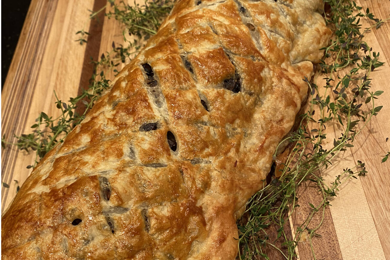 This dish, an earthy and herbaceous vegetarian reimagining of the classic beef wellington, is finished nicely with a creamy maple balsamic sauce. Photo by Tressa Dale/Peninsula Clarion