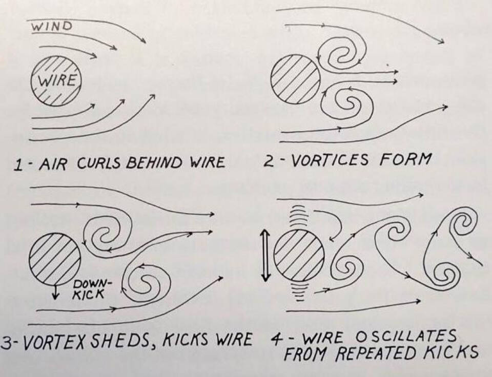 Patricia Ann Davis drew this illustration of dancing wires affected by air movement. From the book “Alaska Science Nuggets” by Neil Davis