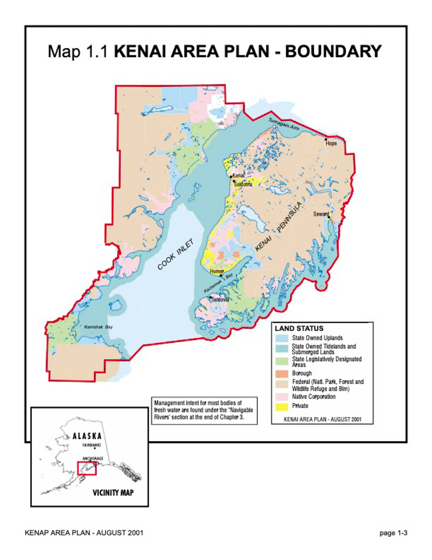A map from the Department of Natural Resources shows the status of lands on the Kenai Peninsula. DNR is hosting several meetings this week to gather community perspectives on the potential establishment of a state forest in the Kenai Peninsula, which would be primarily managed for timber production but also create opportunities for recreation.