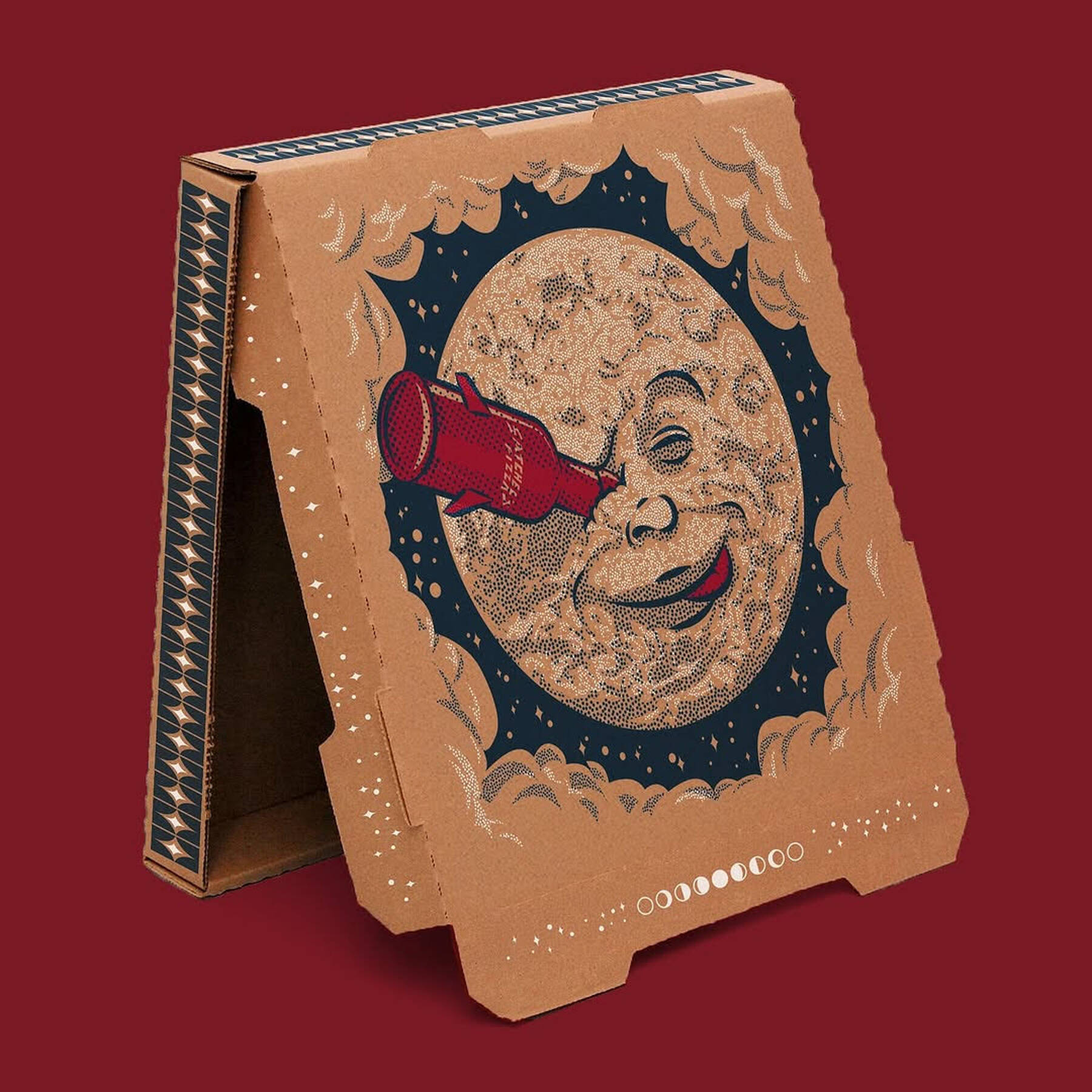 Photo courtesy of Lester Nelson-Gacal
A pizza box Lester Nelson-Gacal designed for Satchels Pizza in Gainesville, Florida, is pictured.