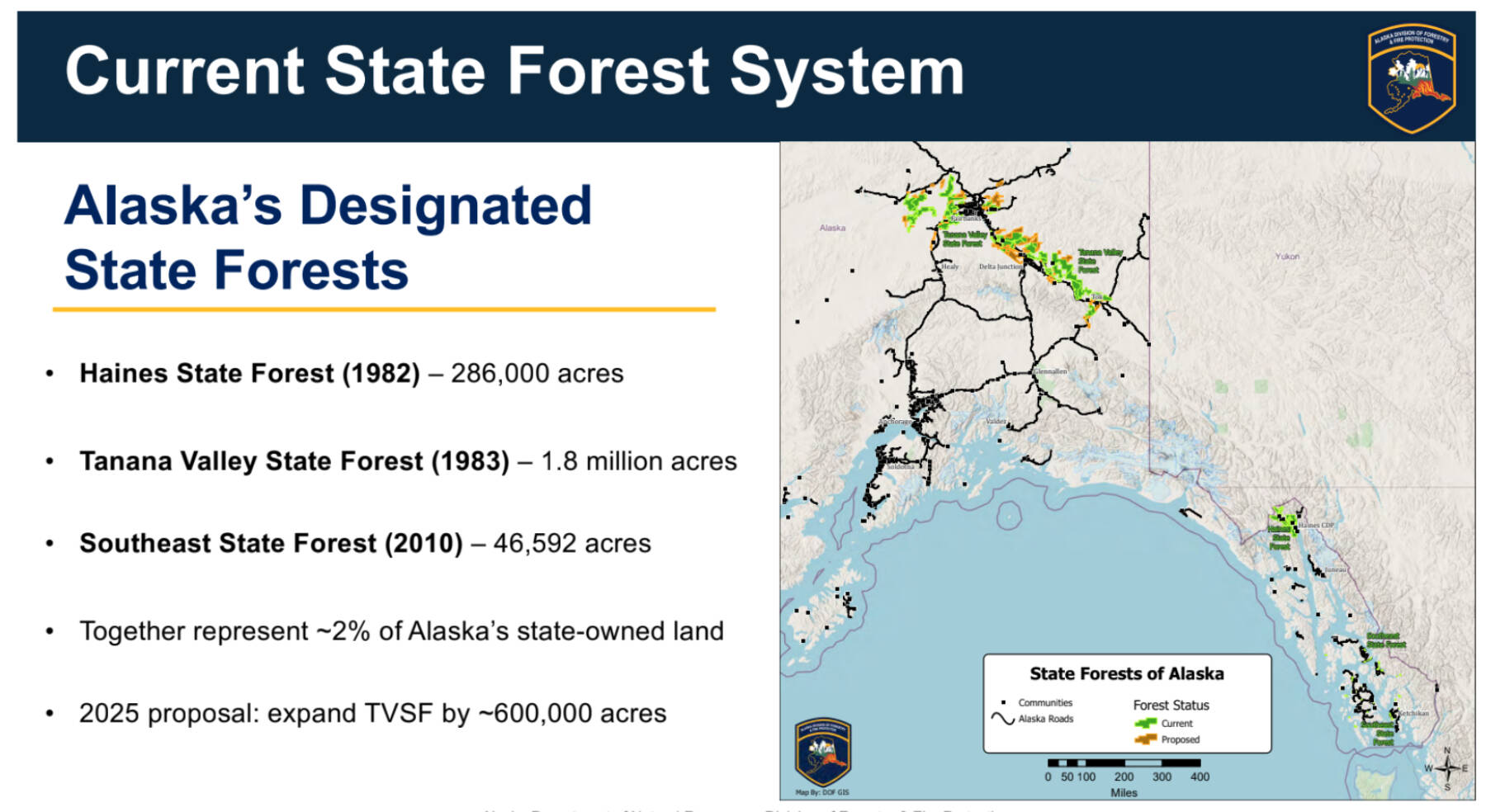 A map presented by the Alaska Department of Natural Resources during a virtual meeting on Dec. 11, 2025, shows the location of a potential Kenai Peninsula State Forest. The Division of Forestry and Fire Protection must gather community perspectives before creating a proposal, and so far theyve received mixed input. Screenshot.