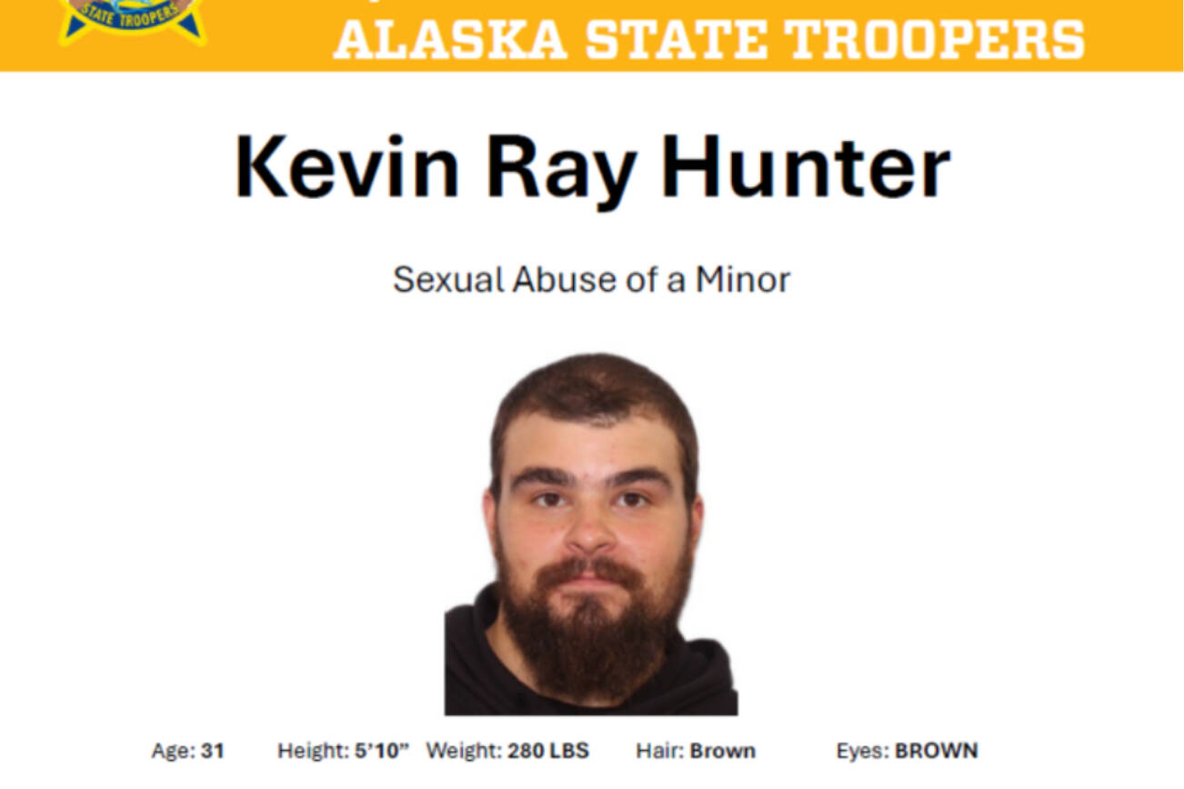 Kevin Ray Hunter is actively sought by Alaska State Troopers on Friday, Dec. 19, 2025. Photo courtesy of Alaska State Troopers