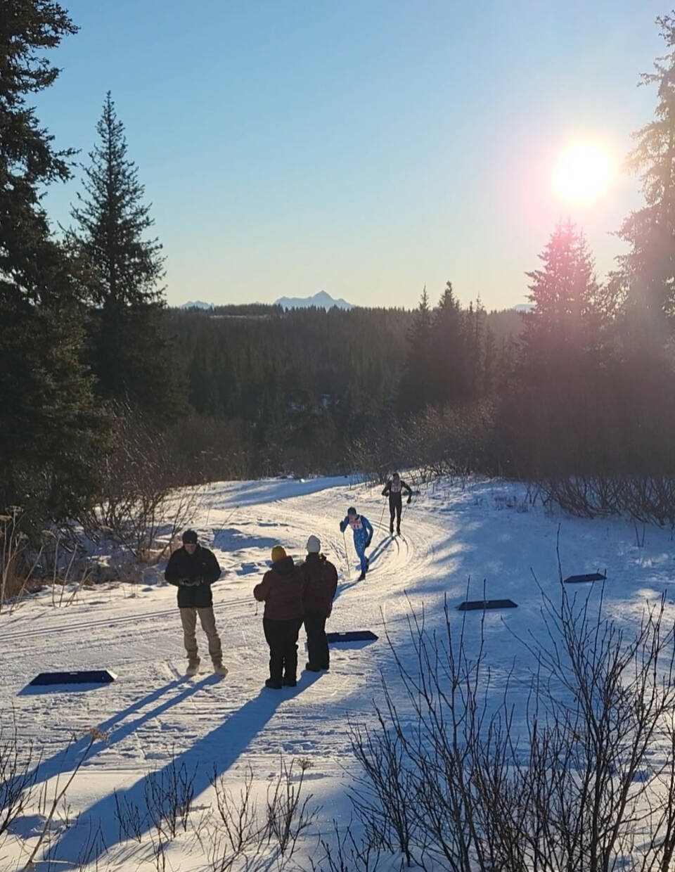 Soldotnas Michael Davidson leads Homers Johannes Bynagle to the finish of the boys varsity classic cross country ski race on Saturday, Jan. 3, 2026, at the Lookout Mountain Recreation Area in Homer, Alaska. Photo courtesy Jessie Goodrich