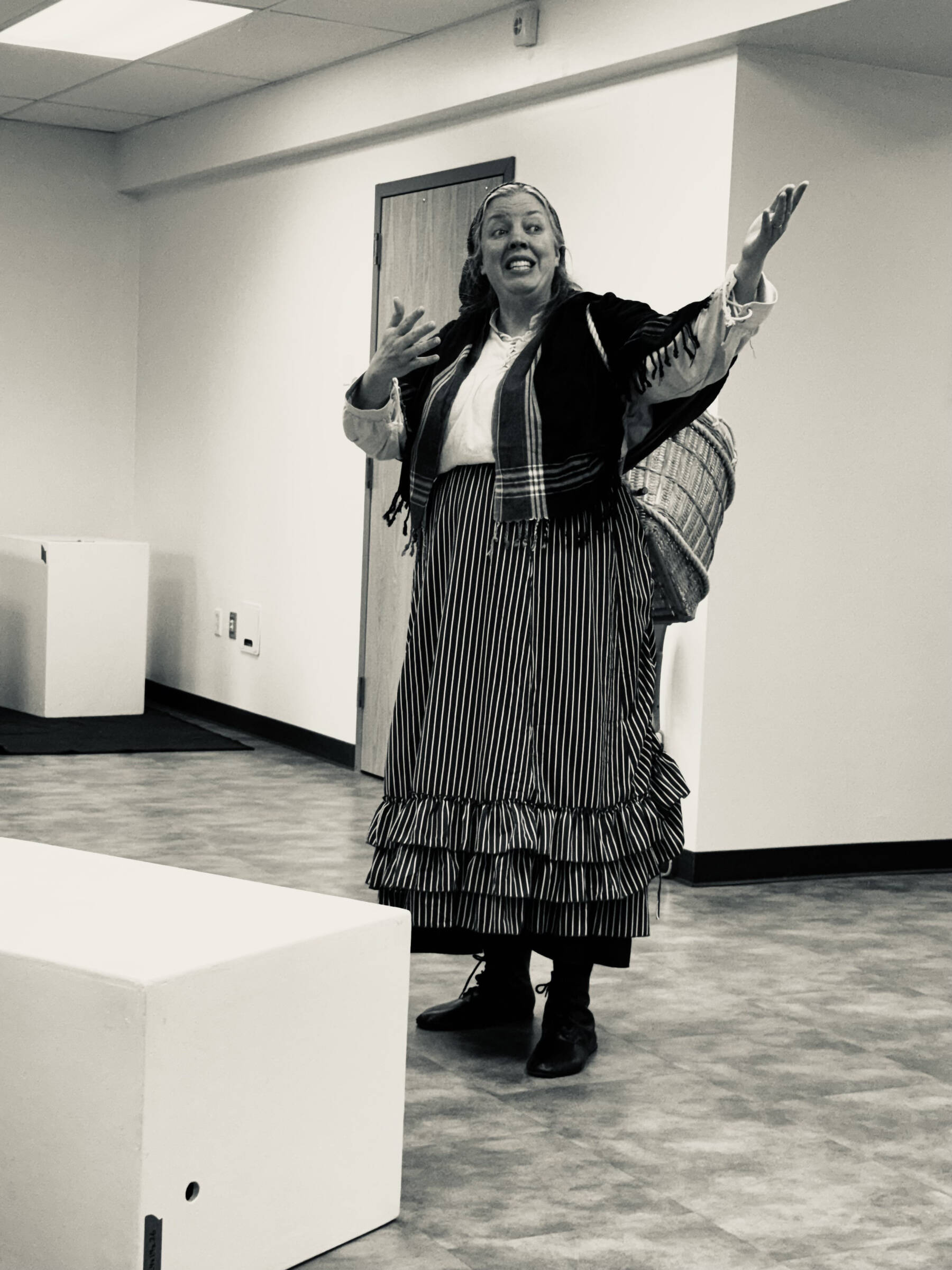 Deb Rowzee performs in Kate Richs one-act play, The Creel, in September 2025 in Homer, Alaska. Photo provided by Jennifer Norton