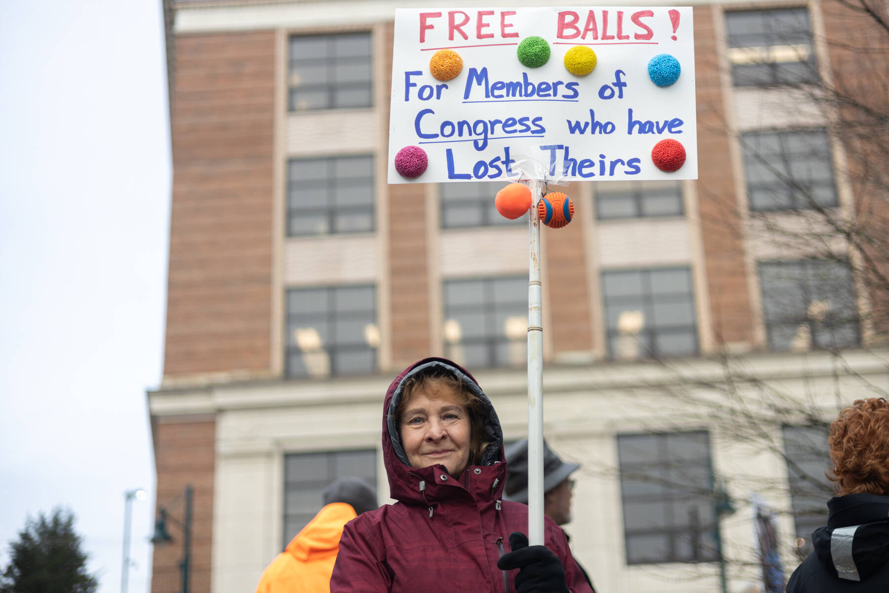 Kristy Totten holds a handmade sign during an anti-ICE protest at the Dimond Courthouse plaza on Jan. 29, 2026. I believe in the power of the people, and the more people we can gather together, the more effect well have on our senators and members of Congress, Totten said. Im here to support my neighbors.