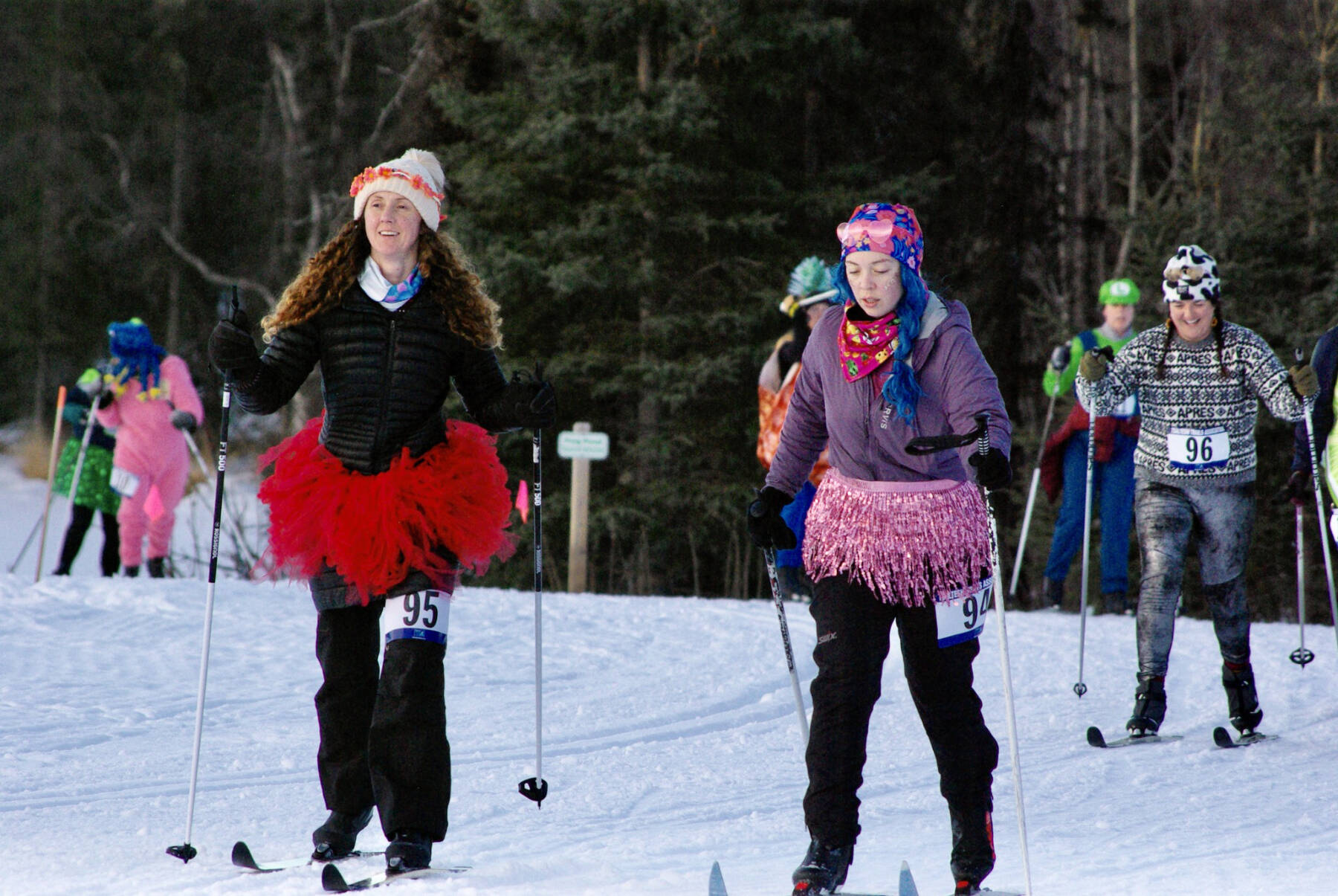 Costumed skiers participate in the 20th annual Ski for Women on Sunday<ins>, Feb. 8, 2026</ins>, at Tsalteshi Trails<ins> in Soldotna, Alaska</ins>. Photo courtesy Erin Thompson
