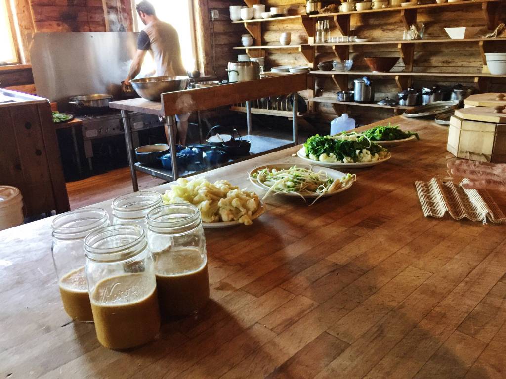 Salad fixings sit inside the community kitchen inside the Ionian Community Center on Tuesday, July 3, near Kasilof, Alaska. (Photo by Victoria Petersen/Peninsula Clarion)