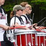 Kenais American Legion Post 20 drives their truck remodeled as a steam locomotive during Kenais Fourth of July parade on Wednesday, July 4, 2018 in Kenai, Alaska. Aboard are members of the Legion-sponsored Twins baseball team. (Ben Boettger/Peninsula Clarion)                                  Snare drummers from Kenai Central High Schools drumline perform in the Kenais Fourth of July parade on Wednesday, July 4, 2018 in Kenai, Alaska. (Ben Boettger/Peninsula Clarion)                                 Wildland firefighters from the Alaska Division of Forestry march in Kenais Fourth of July parade on Wednesday, July 4 in Kenai, Alaska. (Ben Boettger/Peninsula Clarion)