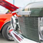 Darrell Alecksons restored Plymouth Barracuda, a classic 1960s car, sits in a parking lot alongside other restored classic cars at a Kaknu Kruzers car show at Autozone on Saturday, June 30, 2018 in Soldotna, Alaska. The Kaknu Kruzers, a local club composed of members who restore classic cars, will participate in a number of parades and shows this summer, including Soldotnas Progress Days parade on July 28. (Photo by Elizabeth Earl/Peninsula Clarion)