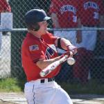 Twins batter Paul Steffensen takes a swing at a pitch by Bartlett Bears starter Taylor McCort on June 7 in an American Legion contest at the Kenai Little League fields. (Photo by Joey Klecka/Peninsula Clarion)