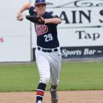 Legion Twins shortstop Austin Asp fields a grounder from a Dimond batter Friday afternoon at Coral Seymour Memorial Ballpark. (Photo by Joey Klecka/Peninsula Clarion)
