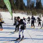 Photo by Dan Balmer/Peninsula Clarion Racers take off at the 1st annual Fuzzy Predator 10K ski race at Tsalteshi Trails Sunday. Kent Peterson (front) won the race in 30 mintues and nine seconds. John-Mark Pothast (far left) finished second with a time of 31:10.