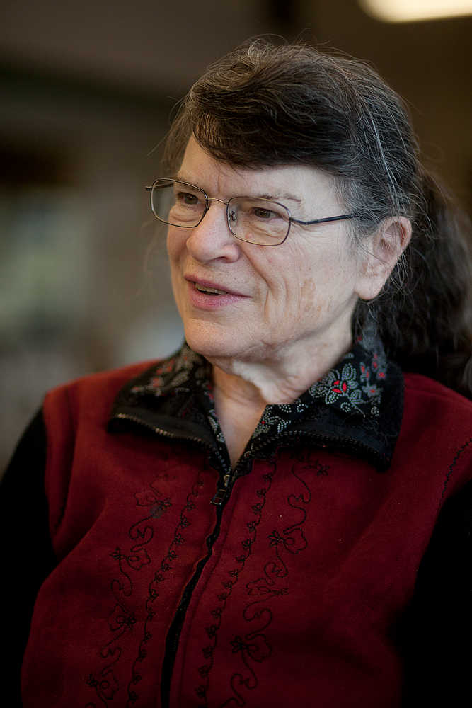 Photo by Rashah McChesney/Peninsula Clarion  Kit Hill recalls her memories from grade school when the Good Friday Earthquake struck in Alaska.