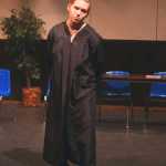 Photo by Kelly Sullivan/ Peninsula Clarion Naomi Green practices her role as the Judge in a run-through of Twelve Angry Jurors, Tuesday, March 25, in the SoHi auditorium.