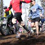 Photo by Kelly Sullivan/ Peninsula Clarion Sean Goff started as the front runner on Wolverine trail, Saturday, April 19, at the Tsalteshi Trail.