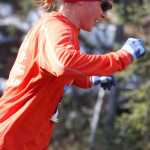Photo by Kelly Sullivan/ Peninsula Clarion Carly Reimer ran over miles of ice and mud on Wolverine trail, Saturday, April 19, at the Tsalteshi Trail.