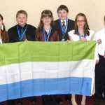 Photo courtesy John DeVolld Soldotna Montessori Charter School students represent the African country of Sierra Leone at the Montessori Model United Nations conference in New York City.