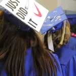 Kalee Brusven "just did it," graduated from Kenai Alternative High School in Kenai on Monday, as her mortarboard says. Photo by Kaylee Osowski/PeninsulaClarion