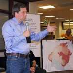Photo by Dan Balmer/Peninsula Clarion US Senator Mark Begich thanks firefighters for their efforts in the Funny River Road wildfire during a media briefing Tuesday.