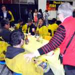 Kenai Mayor Pat Porter (right) and Senator Peter Micciche R-Soldotna, (left) talk with Division of Forestry firefighters at the appreciation dinner Sunday at the Soldotna Regional Sports Complex. Micciche helped coordinate the dinner to allow the community an opportunity to thank firefighters in person for their efforts in containing the Funny River Horse Trail wildfire that has grown more than 193,000 acres but not destroyed any homes.