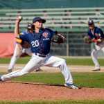 Photo by Rashah McChesney/Peninsula Clarion  Klayton Justice pitches during a Twins game against Bartlett Saturday July 19, 2014 in Kenai, Alaska.