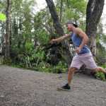 Photo by Dan Balmer/Peninsula Clarion Soldotna resident Chet Henson releases a shot during a round of disc golf July 20 at the Kenai Eagle Frisbee Golf Course. Henson played a round with his dad David Henson and friend Symphony Skubal, both newcomers to the sport.