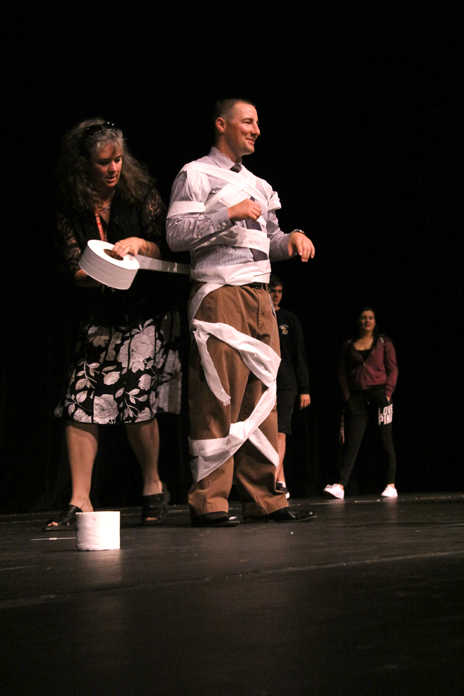 Photo by Dan Balmer/Peninsula Clarion Seventh grader Dylan Donham puts on his new sweatshirt during the first day of school at Skyview Middle School Tuesday. More than 400 students and 50 staff members were given the sweatshirt thanks to donations from the community. Students at Soldotna High School also received sweatshirts to start the year.