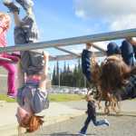 Photo by Dan Balmer/Peninsula Clarion Nearly 400 students gather in the commons area for a school photo on the first day of school at the new Skyview Middle School Tuesday. All the students received a Skyview Panthers sweatshirt paid for by community donations.