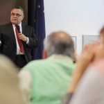 Photo by Rashah McChesney/Peninsula Clarion Kenai Peninsula Borough mayoral candidate Tom Bearup answers a question during a forum hosted by the joint Kenai and Soldotna chambers of commerce luncheon Wednesday September 3, 2014 in Kenai, Alaska.