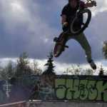 Photo by Rashah McChesney/Peninsula Clarion  Jake Graham gets some air while competing in the 5th Annual Bike & Skate Challenge Saturday Sept. 6, 2014 iat the Soldotna Skate Park in Soldotna, Alaska.