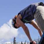 Photo by Rashah McChesney/Peninsula Clarion  Brodi Perkins, 16, drops down a ramp during the 5th Annual Bike & Skate Challenge Saturday at the Soldotna Skate Park in Soldotna, Alaska.