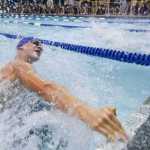 Photo by Rashah McChesney/Peninsula Clarion Kodiak's Talon Lindquist touches the edge of the pool while competing in the 50 yard breaststroke during the 2014 Sohi Pentathalon in Soldotna, Alaska. Lindquist placed second in the heat.