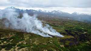 The Funny River Fire burns high in the Andrew Simons Wilderness Unit on the Kenai National Wildlife Refuge this past summer.  This unit is the largest of three that make up the 1.3 million-acre Kenai Wilderness. (Kenai National Wildlife Refuge photo)
